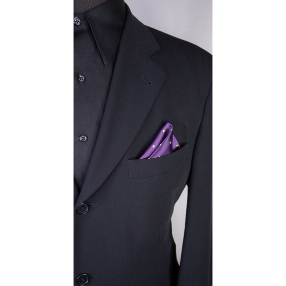 BOSS Hugo Boss Men 3 Button Blazer 40R Wool Solid Black Coat Jacket Blazer EUC - Picture 4 of 14